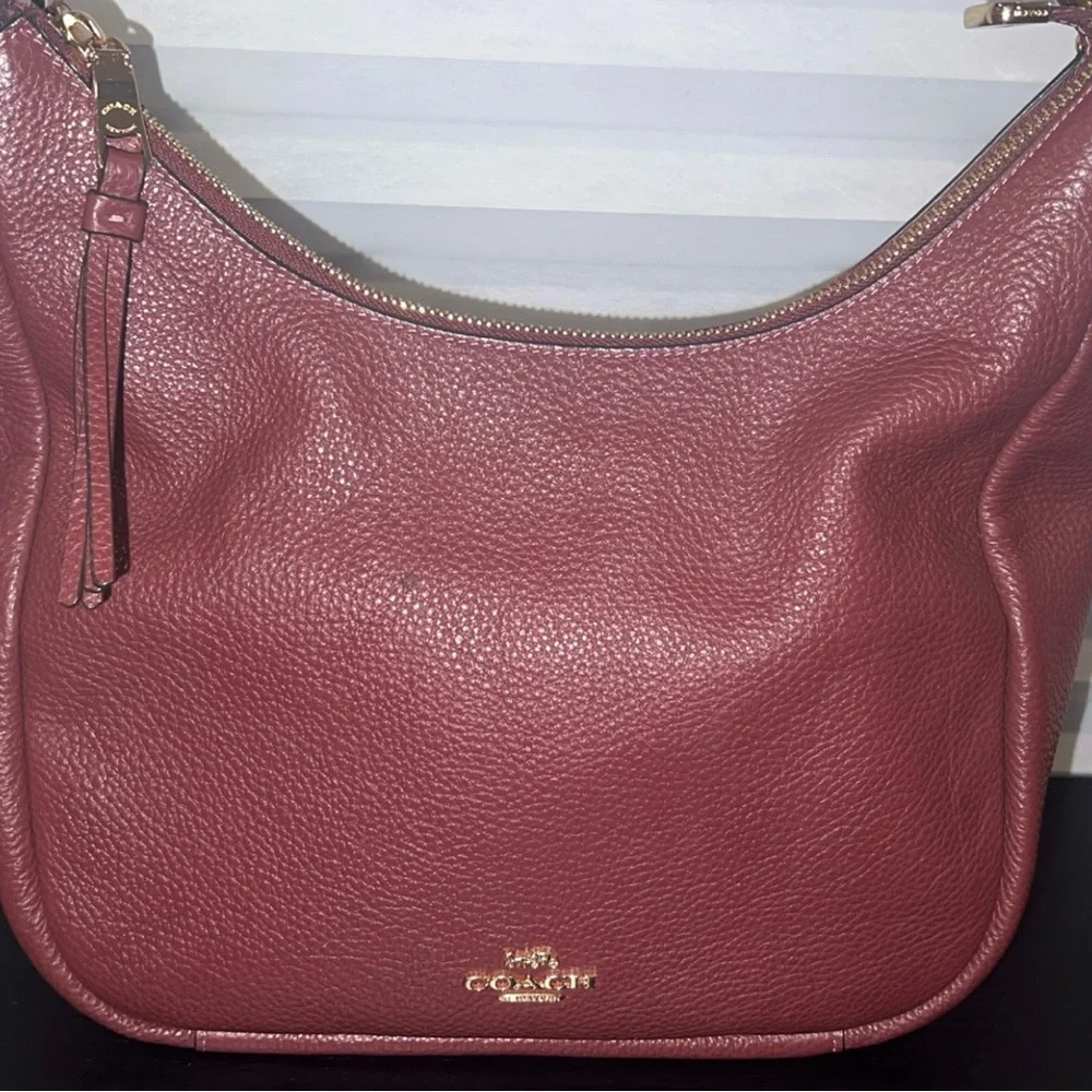 Coach Jules Burgundy Snake Print Leather Hobo Bag